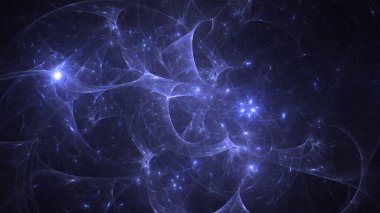 Soyut mavi fraktal ışık arkaplanı 3 boyutlu oluşturuluyor