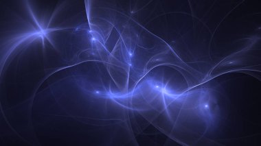 Soyut mavi fraktal ışık arkaplanı 3 boyutlu oluşturuluyor