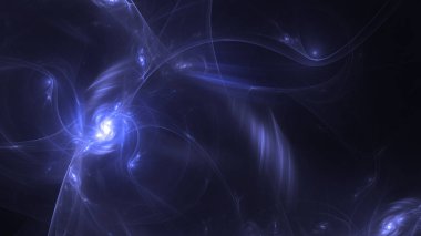 Soyut mavi fraktal ışık arkaplanı 3 boyutlu oluşturuluyor