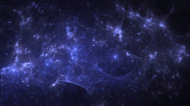 Soyut mavi fraktal ışık arkaplanı 3 boyutlu oluşturuluyor