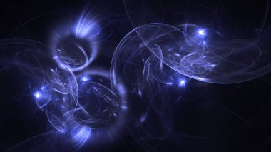 Soyut mavi fraktal ışık arkaplanı 3 boyutlu oluşturuluyor