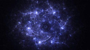 Soyut mavi fraktal ışık arkaplanı 3 boyutlu oluşturuluyor