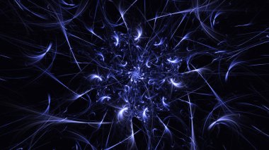 Soyut mavi fraktal ışık arkaplanı 3 boyutlu oluşturuluyor