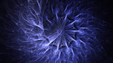Soyut mavi fraktal ışık arkaplanı 3 boyutlu oluşturuluyor