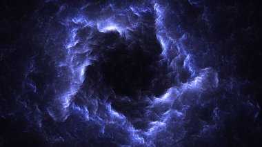 Soyut mavi fraktal ışık arkaplanı 3 boyutlu oluşturuluyor