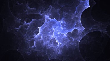 Soyut mavi fraktal ışık arkaplanı 3 boyutlu oluşturuluyor