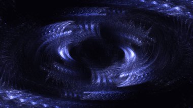 Soyut mavi fraktal ışık arkaplanı 3 boyutlu oluşturuluyor