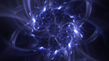 Soyut mavi fraktal ışık arkaplanı 3 boyutlu oluşturuluyor