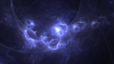 Soyut mavi fraktal ışık arkaplanı 3 boyutlu oluşturuluyor