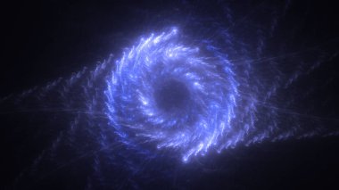 Soyut mavi fraktal ışık arkaplanı 3 boyutlu oluşturuluyor