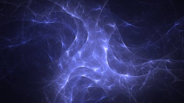 Soyut mavi fraktal ışık arkaplanı 3 boyutlu oluşturuluyor