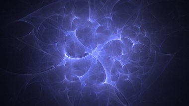 Soyut mavi fraktal ışık arkaplanı 3 boyutlu oluşturuluyor