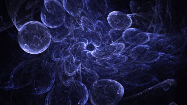 Soyut mavi fraktal ışık arkaplanı 3 boyutlu oluşturuluyor