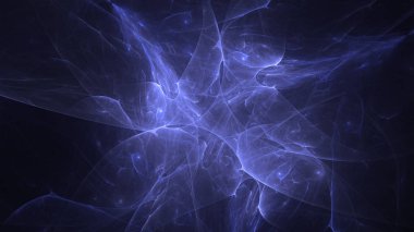 Soyut mavi fraktal ışık arkaplanı 3 boyutlu oluşturuluyor
