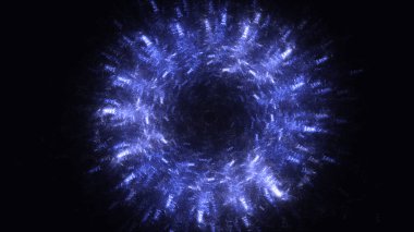 Soyut mavi fraktal ışık arkaplanı 3 boyutlu oluşturuluyor