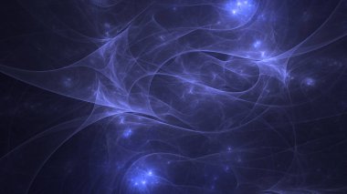 Soyut mavi fraktal ışık arkaplanı 3 boyutlu oluşturuluyor