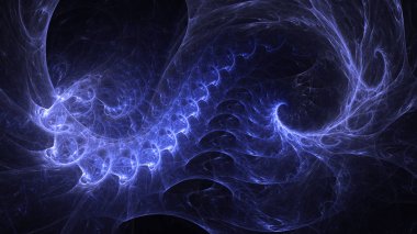Soyut mavi fraktal ışık arkaplanı 3 boyutlu oluşturuluyor