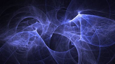 Soyut mavi fraktal ışık arkaplanı 3 boyutlu oluşturuluyor