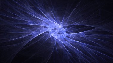 Soyut mavi fraktal ışık arkaplanı 3 boyutlu oluşturuluyor