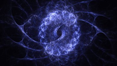 Soyut mavi fraktal ışık arkaplanı 3 boyutlu oluşturuluyor