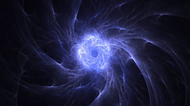 Soyut mavi fraktal ışık arkaplanı 3 boyutlu oluşturuluyor