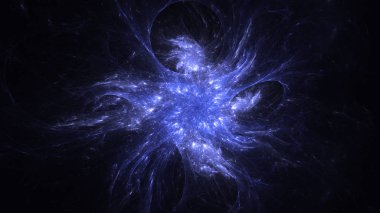 Soyut mavi fraktal ışık arkaplanı 3 boyutlu oluşturuluyor