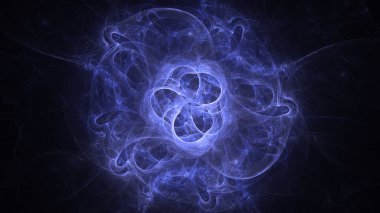 Soyut mavi fraktal ışık arkaplanı 3 boyutlu oluşturuluyor