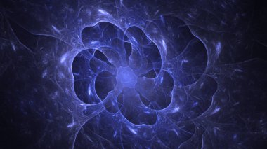 Soyut mavi fraktal ışık arkaplanı 3 boyutlu oluşturuluyor