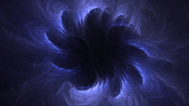 Soyut mavi fraktal ışık arkaplanı 3 boyutlu oluşturuluyor