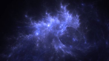 Soyut mavi fraktal ışık arkaplanı 3 boyutlu oluşturuluyor
