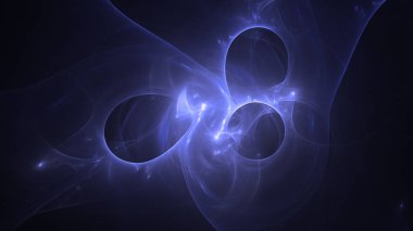 Soyut mavi fraktal ışık arkaplanı 3 boyutlu oluşturuluyor