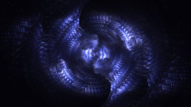 Soyut mavi fraktal ışık arkaplanı 3 boyutlu oluşturuluyor