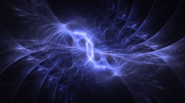 Soyut mavi fraktal ışık arkaplanı 3 boyutlu oluşturuluyor