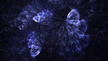 Soyut mavi fraktal ışık arkaplanı 3 boyutlu oluşturuluyor