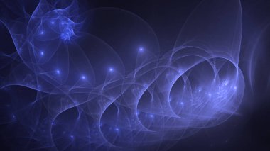 Soyut mavi fraktal ışık arkaplanı 3 boyutlu oluşturuluyor