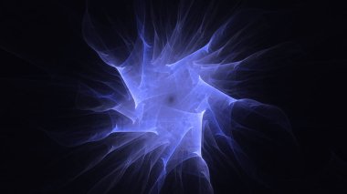 Soyut mavi fraktal ışık arkaplanı 3 boyutlu oluşturuluyor