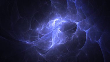 Soyut mavi fraktal ışık arkaplanı 3 boyutlu oluşturuluyor