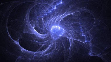 Soyut mavi fraktal ışık arkaplanı 3 boyutlu oluşturuluyor