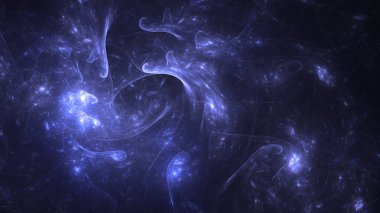 Soyut mavi fraktal ışık arkaplanı 3 boyutlu oluşturuluyor
