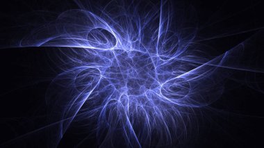 Soyut mavi fraktal ışık arkaplanı 3 boyutlu oluşturuluyor