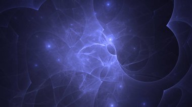 Soyut mavi fraktal ışık arkaplanı 3 boyutlu oluşturuluyor
