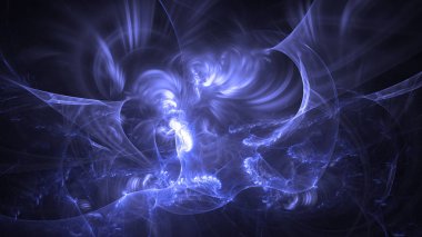 Soyut mavi fraktal ışık arkaplanı 3 boyutlu oluşturuluyor