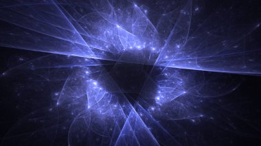 Soyut mavi fraktal ışık arkaplanı 3 boyutlu oluşturuluyor