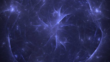 Soyut mavi fraktal ışık arkaplanı 3 boyutlu oluşturuluyor