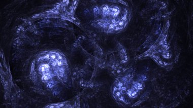 Soyut mavi fraktal ışık arkaplanı 3 boyutlu oluşturuluyor