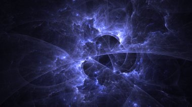 Soyut mavi fraktal ışık arkaplanı 3 boyutlu oluşturuluyor