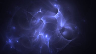 Soyut mavi fraktal ışık arkaplanı 3 boyutlu oluşturuluyor