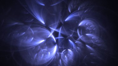 Soyut mavi fraktal ışık arkaplanı 3 boyutlu oluşturuluyor