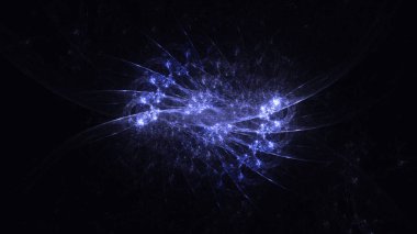 Soyut mavi fraktal ışık arkaplanı 3 boyutlu oluşturuluyor