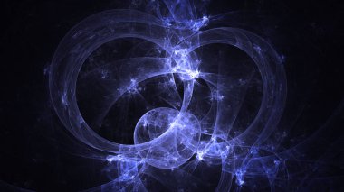 Soyut mavi fraktal ışık arkaplanı 3 boyutlu oluşturuluyor